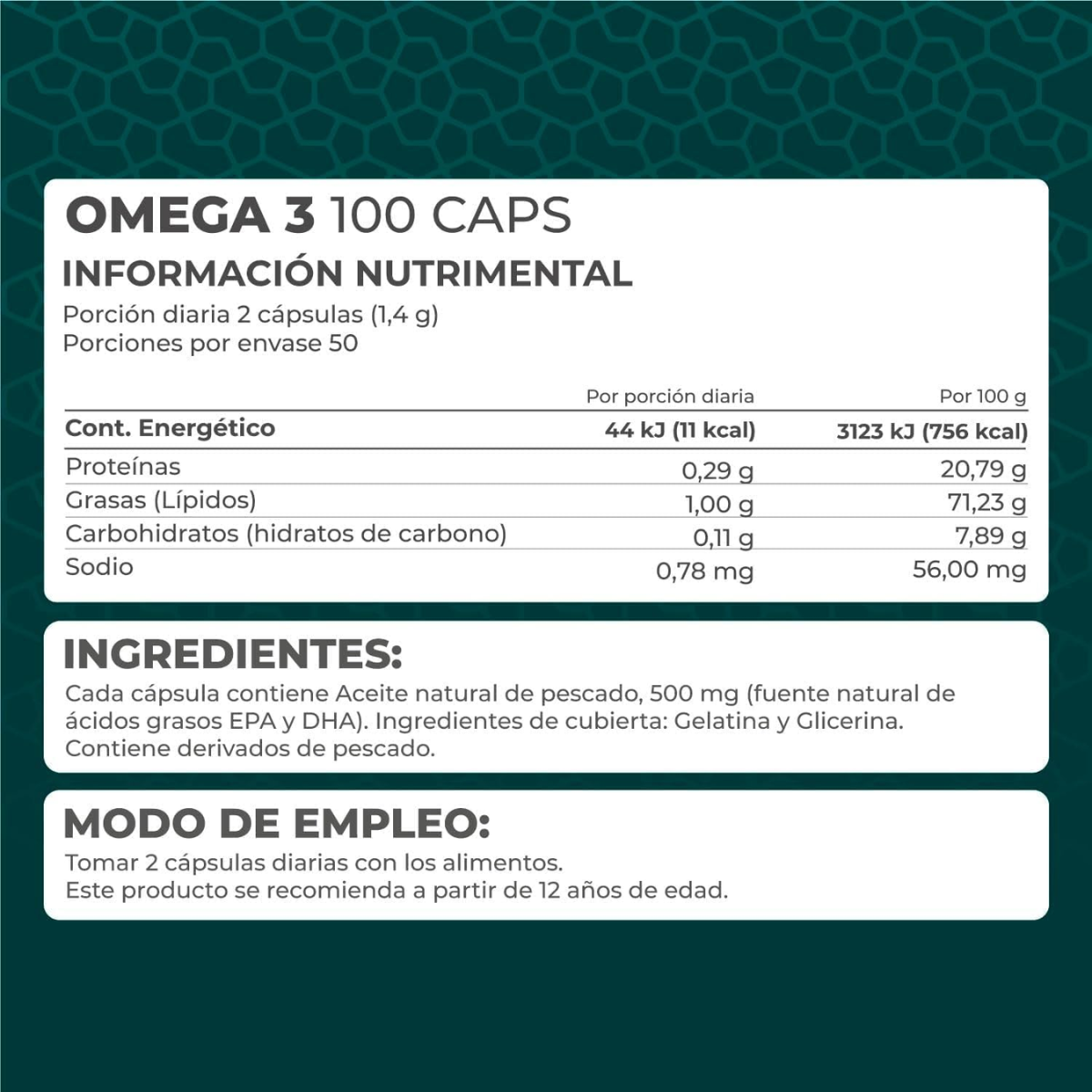 Omega 3, 100 Perlas Pronat