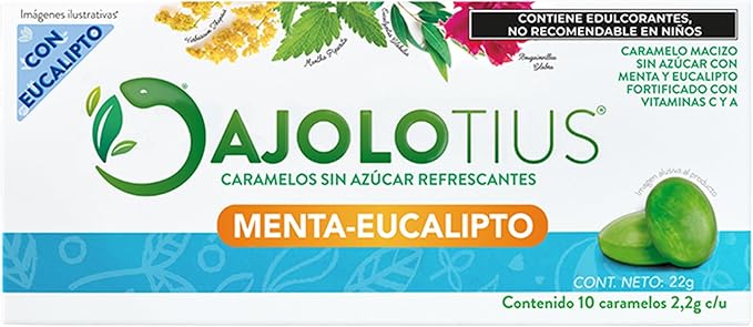 Pastilla Refrescante Menta-Eucalipto Sin Azúcar 10 Pastillas AJOLOTIUS