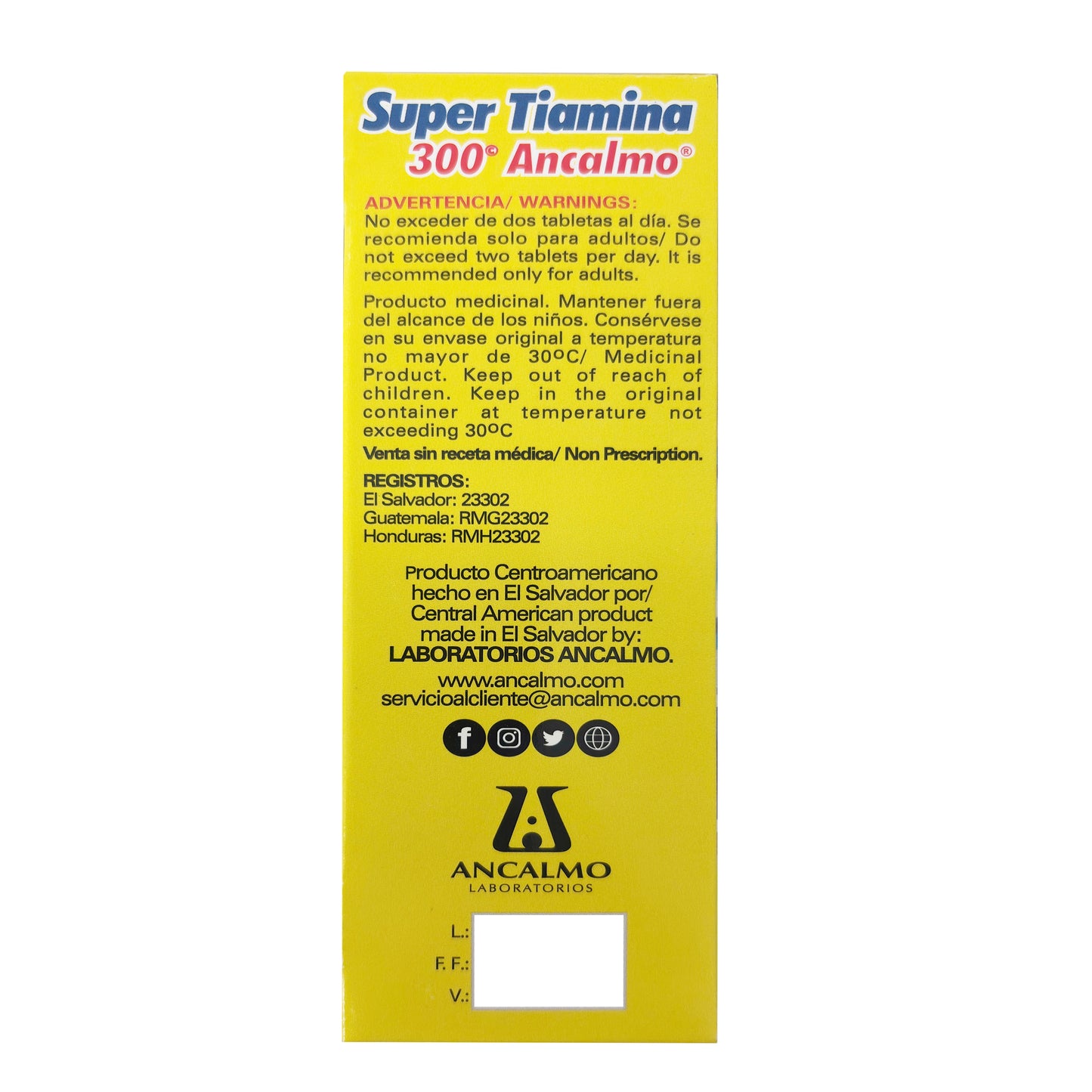 Super Tiamina 300 Ancalmo Tableta Roma