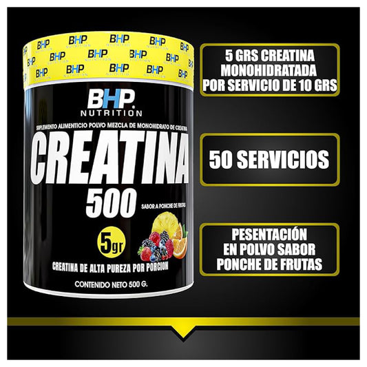 Creatina 500 Ultra Sabor Frutas 500 Gr Bhp Nutrition