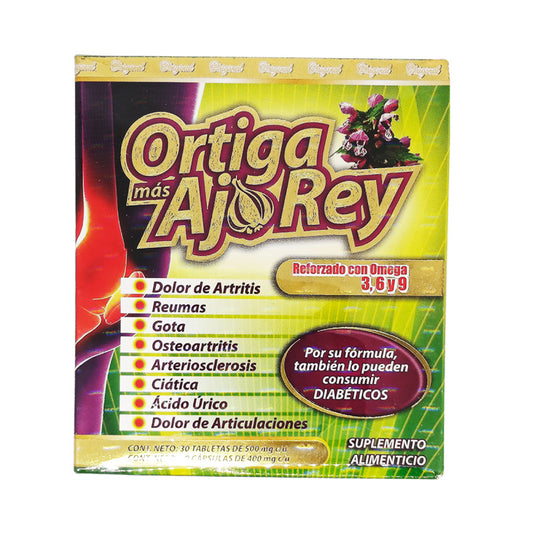 Ortiga Mas Ajo Rey Con Omega 3,6 Y 9, 60 Tabs (Verde)