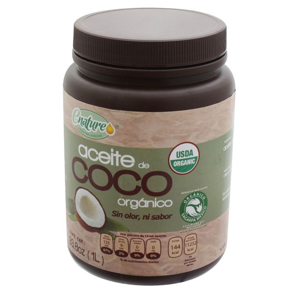 Aceite de coco orgánico sin sabor Enature 1 L